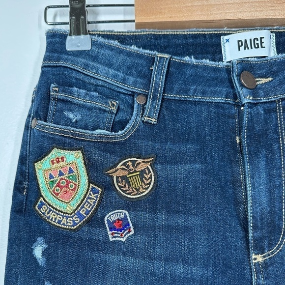 Paige Jacqueline Straight Jeans with Patches  Size 28 - Picture 2 of 7